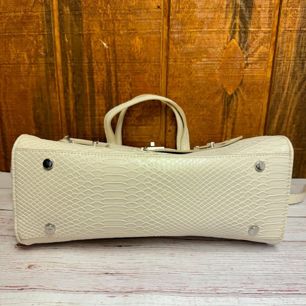I.N.C. INTERNATIONAL CONCEPTS Emiliee Medium Satchel – Bone Tonal Snake - Picture 4 of 6